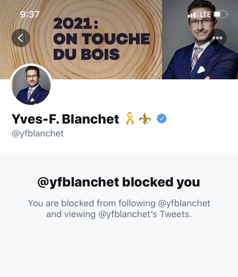 LeahGazan's tweet photo. I have been blocked by the block club. Guess Yves-F. Blanchet didn’t like me calling his racist, white supremacist, and dangerous remarks dangerous! I am proud to be part of the block club!#BlockedByBlock https://t.co/6mf7c9mCSV