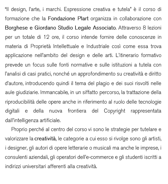 DikeLegal's tweet photo. Segnaliamo il Corso di formazione in materia di #ProprietàIntellettuale organizzato da @fondazioneplart in collaborazione con lo Studio legale Borghese e Giordano, in cui l'Avv. Quattrone terrà una lezione su #Creatività e #DirittodAutore.

#dlegal #dikelegal @mfq69 https://t.co/SPJIWw49KU