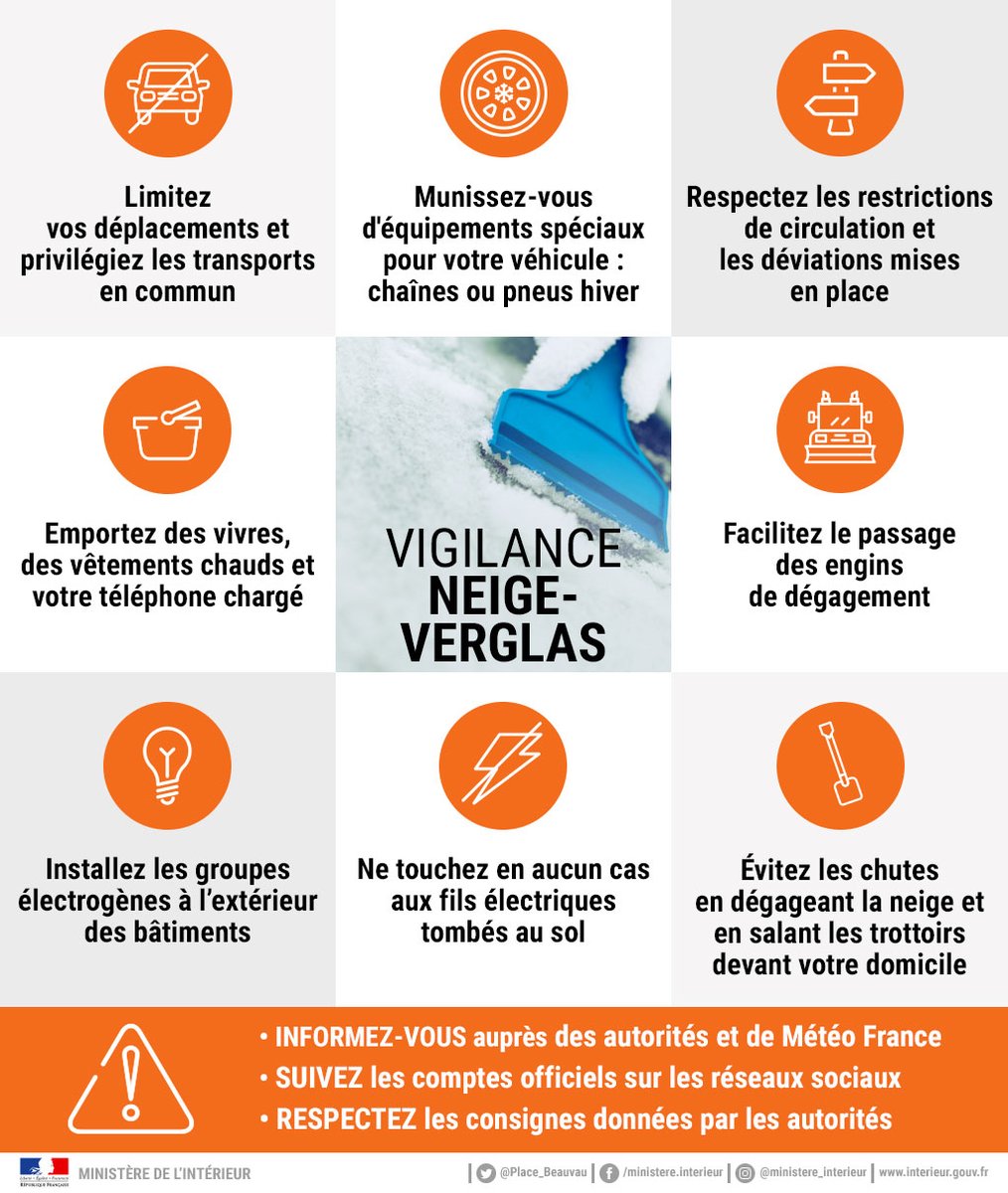 Prefet77's tweet photo. 🟠#VigilanceOrange 
La #SeineEtMarne est placée en vigilance orange #Neige #Verglas. 
⚠️Prudence lors de vos déplacements, les conditions de circulation peuvent être difficiles.
Ayez les bons reflexes 😉
ℹ️ https://t.co/Tfpc1W4ISY https://t.co/vSZ2g5qVB0