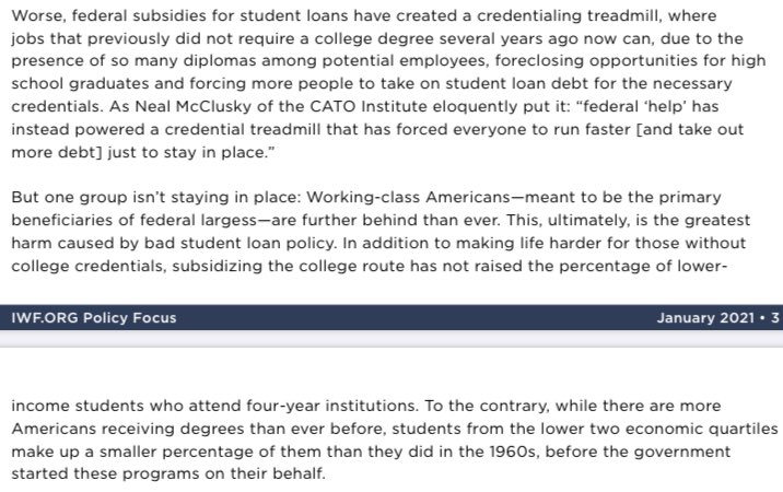 Here’s how student loans result in more and more jobs slapping a bogus “bachelor’s required” at the bottom of their ad when no degree was required before: