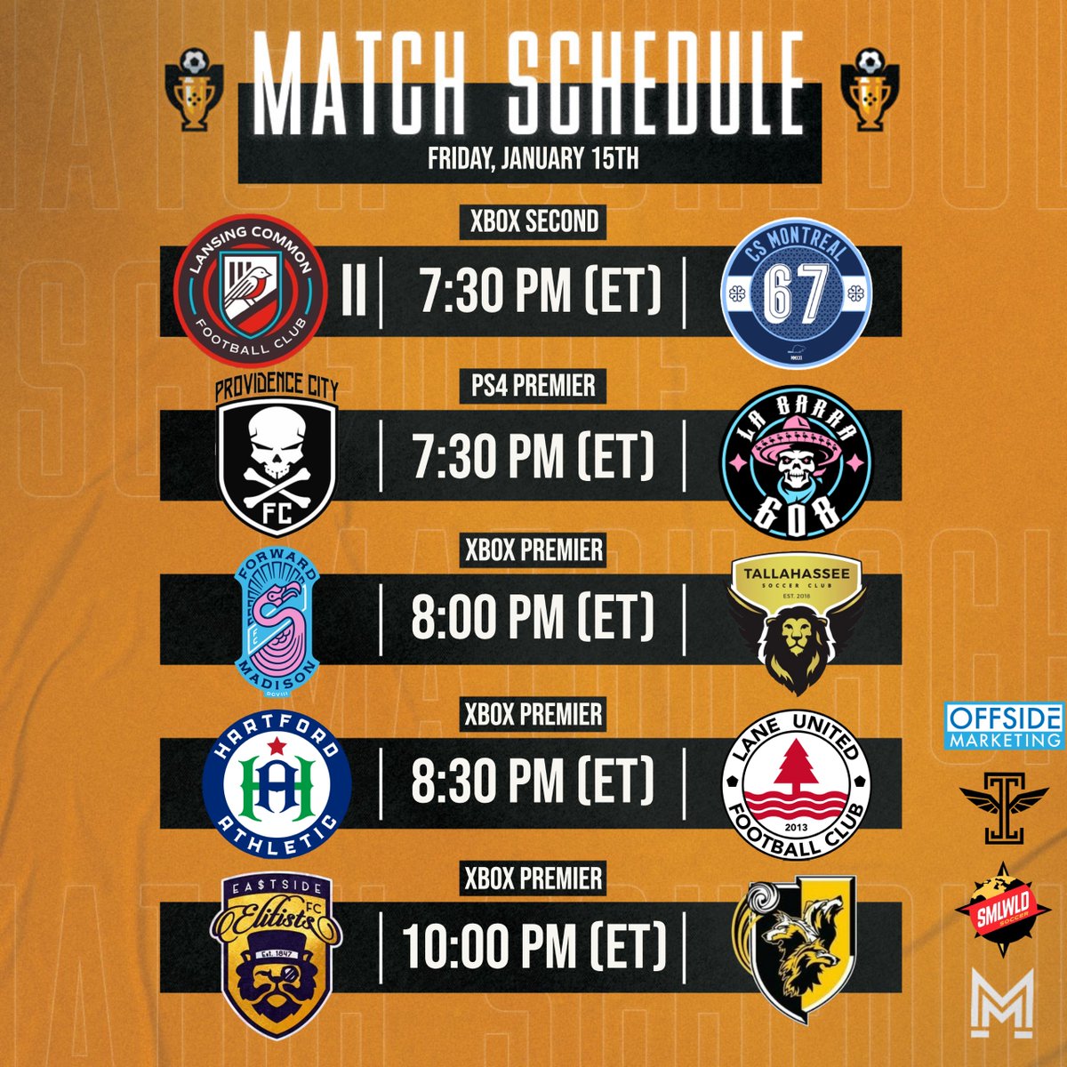 lowerleagueEcup's tweet photo. 𝗧𝗼𝗱𝗮𝘆'𝘀 𝗦𝗰𝗵𝗲𝗱𝘂𝗹𝗲! 🏆

Tonight's action features five matches and gets underway at 7:30 p.m. ET!

⏰ 7:30 p.m. ET-10:00 p.m. ET
📺 https://t.co/pTDF0L4iPh https://t.co/Gew4xnBnKq