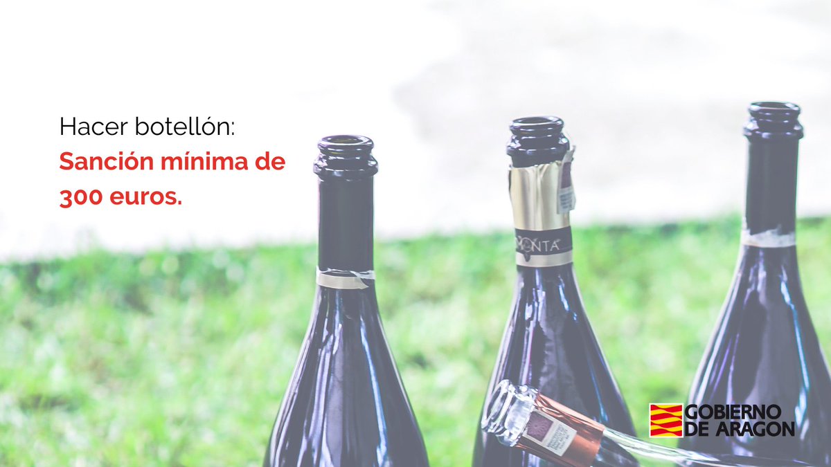 IAJaragon's tweet photo. Este fin de semana... ¡No hagas botellón!

⛔ Está PROHIBIDO en #Aragón y conlleva una sanción mínima de 300 euros.

Somos la mejor barrera contra el virus. Frenar su propagación depende de nosotros. Cortemos la cadena de contagios. 

#COVID19 #SaludPública https://t.co/3fbMI1wA3e