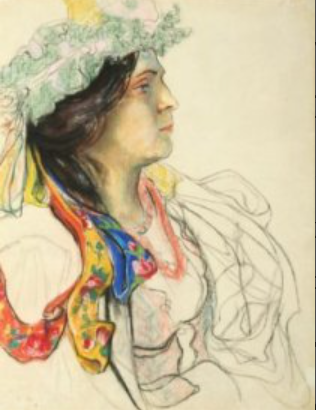 Wyspiański’s fascination with folklore, traditional culture, & national history shaped his costume design, both in his portraits & the preparatory drawings for his plays. As well as being a playwright, he imagined & designed all the costumes & staging 11/