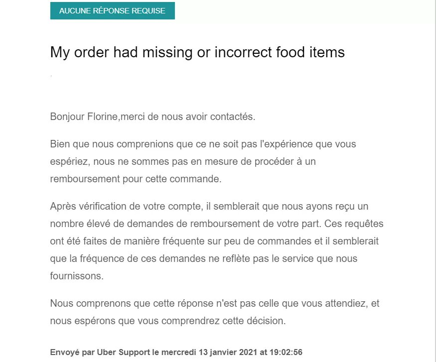 ___Parasite's tweet photo. Vu que visiblement je m'adresse à des ordinateurs et non des personnes réelles sur @ubereats_fr j'ai passé une commande @McDonaldsFrance il y a quelques jours, laquelle à été livré  sans aucun sandwichs, j'ai repassé la mêmecommande et Uber ne veut pas me rembourser. Soit 92€. https://t.co/JWgUkbOopw
