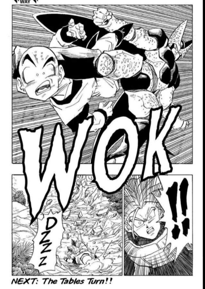 Au cours de l'arc Cyborg-Cell, Krilin sera confronté à un dilemme : désactiver les cyborgs et perdre son potentiel amour ou sauver certainement la Terre de Cell. Il choisit de croire en leur humanité et garder la sienne, en vain, ce qui le fera attaquer Cell malgré l'écart...