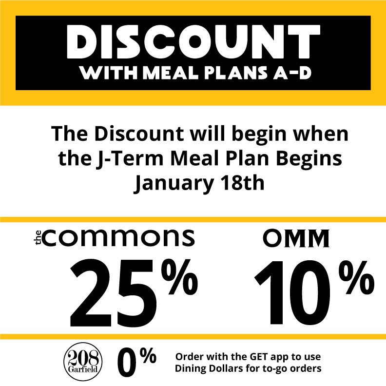 pludining's tweet image. Hey Lutes! Be aware that your discount will show up again starting Monday when the J-Term Meal Plan begins!