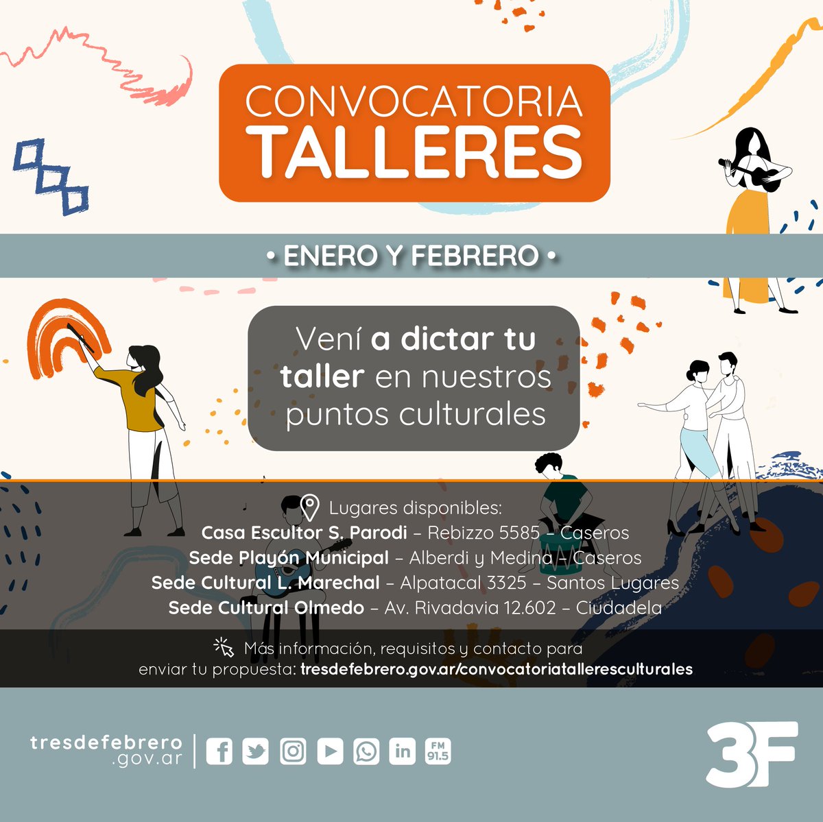barbidelellis's tweet photo. Si sos docente o artista y no tenés un lugar donde dictar tus talleres, la Subsecretaria de Cultura de #TresdeFebrero ofrece sus espacios culturales. Ya abrimos la #Convocatoria envianos tu propuesta a: tallerescultura@tresdefebrero.gov.ar https://t.co/lPHb0xYDHz