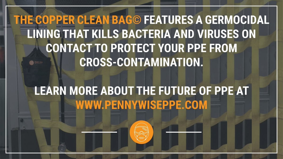 PennywisePPE's tweet photo. First Responders rely on PPE to keep themselves safe while serving the community. 

The Copper Clean bag protects your mask from cross-contamination and better equips you to deal with PPE shortages. 

Buy Now: https://t.co/Mgpx8MuEQ5
#COVID19 #CoronavirusStrain #EssentialWorkers https://t.co/W0GpVVA0Yc