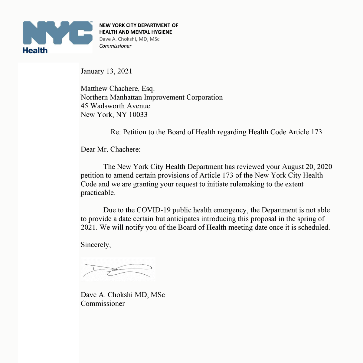 NMICnyc's tweet photo. #TMW you finally hear back from @nychealthy with good news about your proposed amendments to the New York City Health Code. Matt Chachere, congratulations on another step towards protecting New Yorkers from lead exposure. More info coming soon! #Article173 https://t.co/YxN1fpF8th