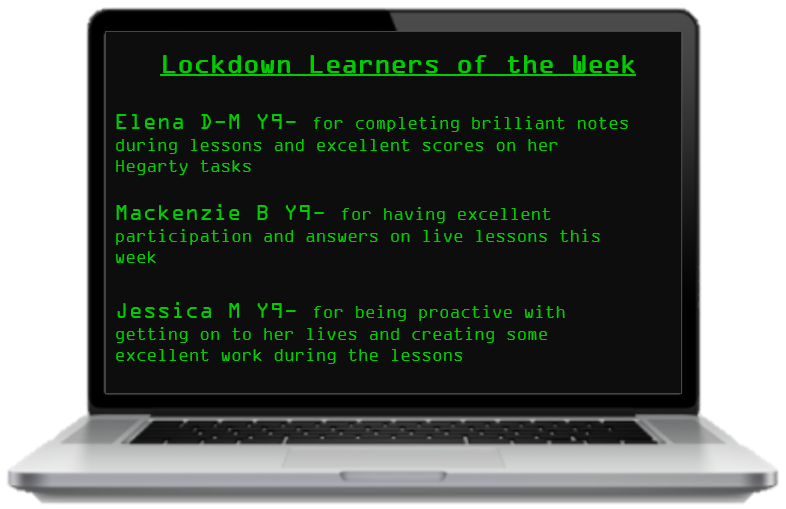 GES_MathsandCS's tweet photo. Continuing with our awards, we have our Lockdown Learners Of The Week for Y9 π
#LLOTW #remarkableremotelearning https://t.co/LA1D7WJdAU