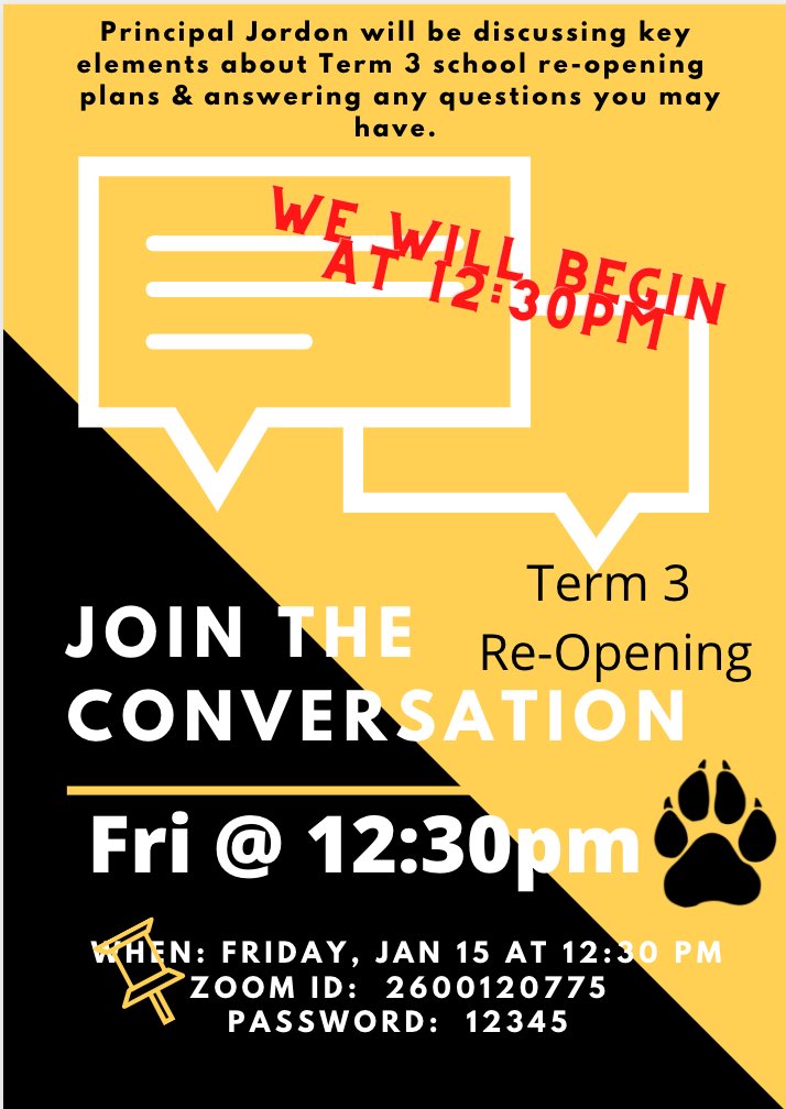 JohnsonMiddleDC's tweet photo. Join JMS Admin in a conversation EVERY FRIDAY about information regarding Term 3: Re-Opening. As usual, check your Canvas calendar for join link details. https://t.co/YUdKGZyDPq
