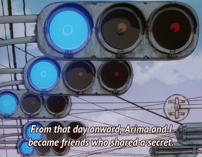 I think Karekano's use of traffic lights is a variation of that idea of using external signs to reflect the characthers psyche.
