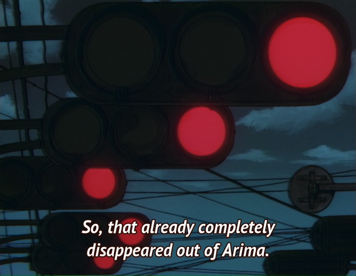 I think Karekano's use of traffic lights is a variation of that idea of using external signs to reflect the characthers psyche.