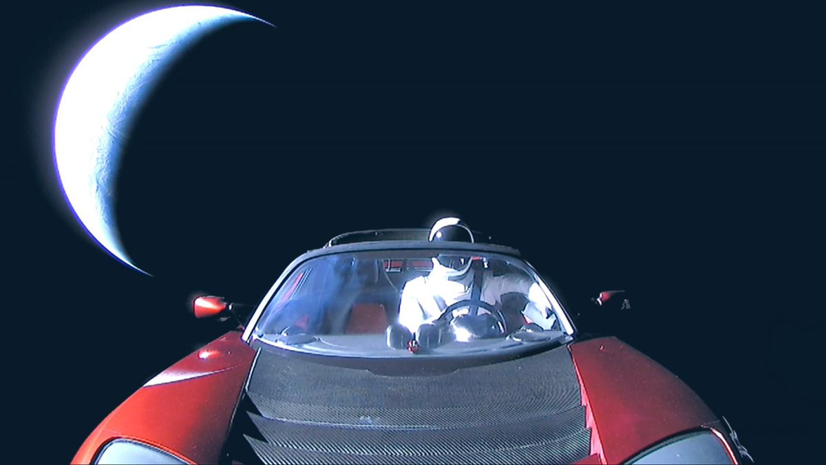JOBrienSF's tweet photo. I often wonder where the greatest payload in history is cruising and if the radio is picking up top hits of the 80s @elonmusk @SpaceX @Tesla https://t.co/dOz8kWPkbZ