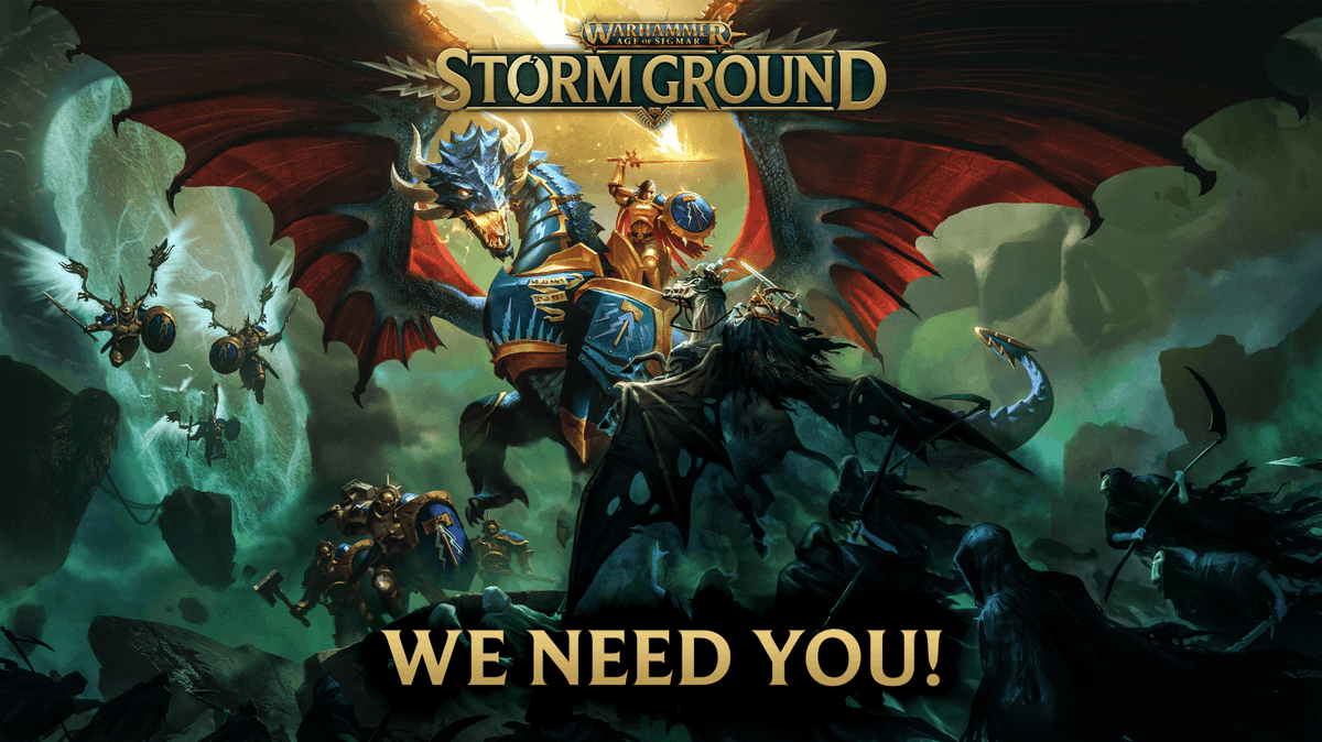 StormGround's tweet image. The Closed Beta for Warhammer Age of Sigmar: Storm Ground starts in a few weeks! We're looking for players' feedback to help us make the best game possible.

Apply here to have a chance to lead your Stormcast Eternals: docs.google.com/forms/d/e/1FAI…