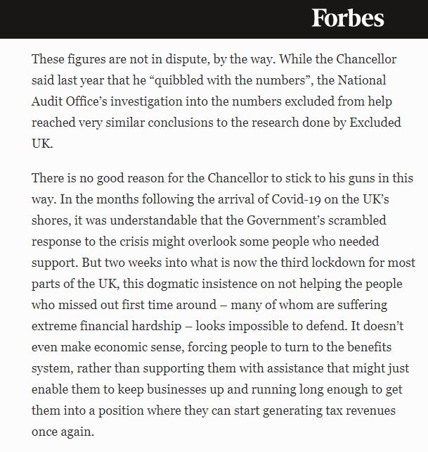 thatginamiller's tweet image. Detailed article by @davidprosserind at @Forbes on 3 million #ExcludedUK
@RishiSunak ignoring them makes no economic sense 
'Why Does The Chancellor Refuse To Help The Forgotten 3 Million?'
forbes.com/sites/davidpro… 
We mustn't let Ministers normalise unfairness &amp;amp; discrimination