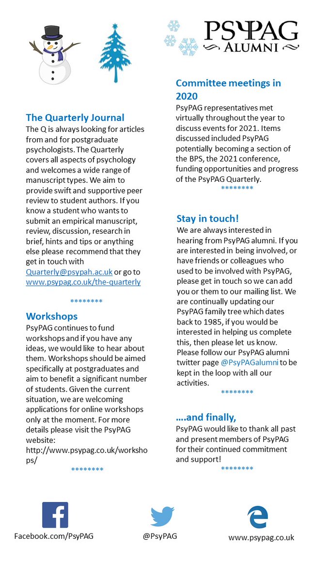 ...and finally, the annual newsletter is here! Find out about what PsyPAG have been up to in 2020, our first virtual conference, new micro-grant and much more!