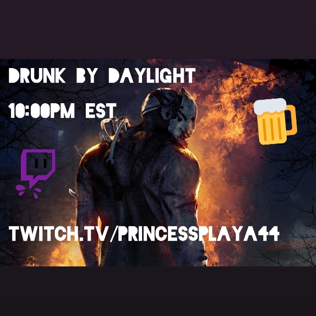 PrincessPlaya44's tweet image. TONIIIIGHT - #DrunkByDaylight returns on #Twitch with @urnewstepmami @ 10PM EST 🍻💀🖤

Twitch.tv/PrincessPlaya44 🎮💜

@WorldsSpotlight @BlazedRTs @DeadByBHVR @TwitchBuds @sme_rt #DeadbyDaylight #DBD #twitchtv #twitchstream #twitchstreamer