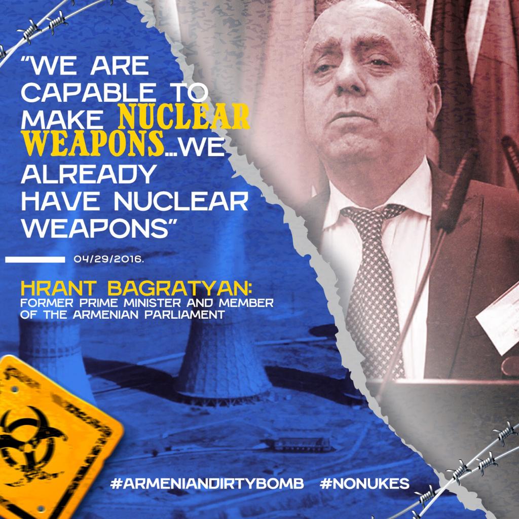 Armenia turned to occupant for being “greater”, now they want to build nuclear weapons for being “strong”. If they respond to the peace calls and join the energy projects in the Caucasus, the region will be more livable place. #NoNukes #ArmenianDirtyBomb #StopNuclearWeapon