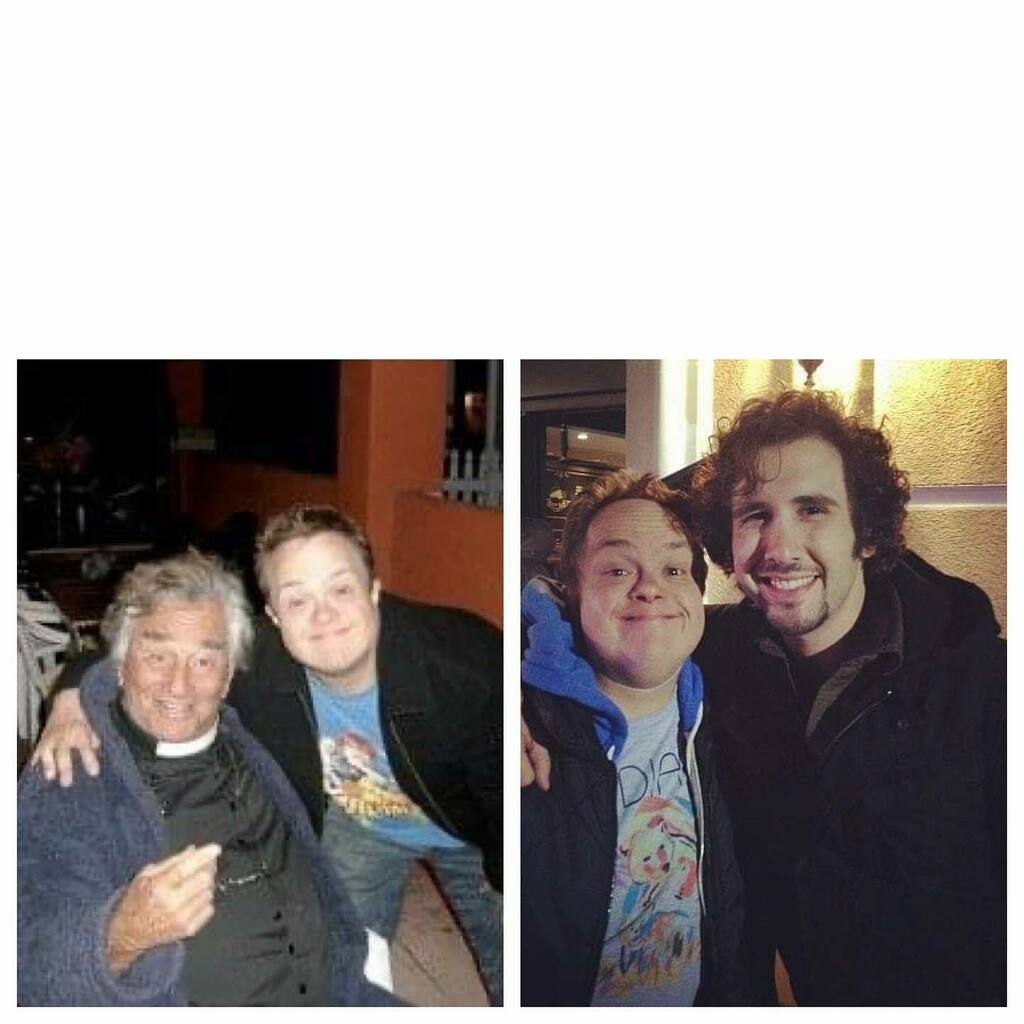 ponceman's tweet photo. Awesome great actors Peter Falk and Josh Groban A very cool and nicest dudes #americancowslip #coffeetown #behindthescenes #falk #groban #nicestdudes https://t.co/xXoUkKCD2k https://t.co/Raevk5h0KK