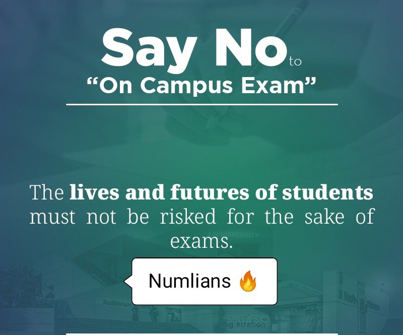 SoftLotUs1's tweet photo. #NumliansReject_OnCampusExams
#BycottNUML
#Onlineexams
#RectorNUML
#No_oncampus_exams
@Shafqat_Mahmood
@ZakaWaqar
@dcislamabad
@hecpkofficial
@numlofficial1 https://t.co/CoMSFG7jFf