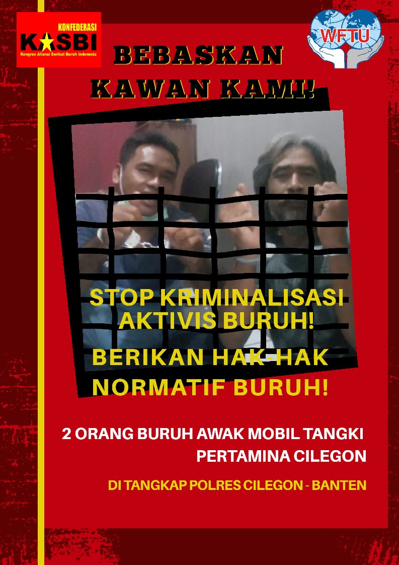FsbnK's tweet photo. #BebaskanKawanKamiSekarangJuga
#StopKriminalisasiAktivisBuruh
#BerikanHakHakNormatifBuruh
#StopUnionBusting
#TolakOmnibusLaw https://t.co/BxB1RmwsEB