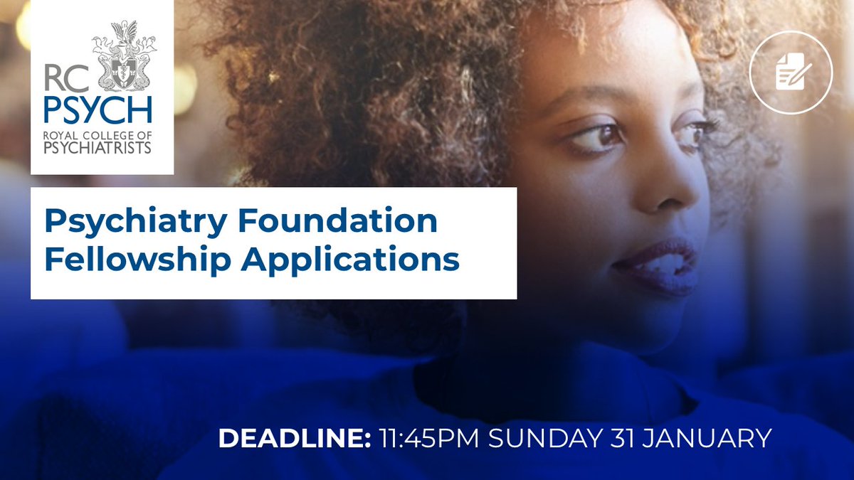 Choose_Psych's tweet photo. 📢Two weeks to go!📢

Make sure you get your application in for the Psychiatry Foundation Fellowship - deadline Sunday 31 January.

Find out more ➡️ https://t.co/TLLRt2ZKuR
#ChoosePsychiatry https://t.co/dklpufbXOb