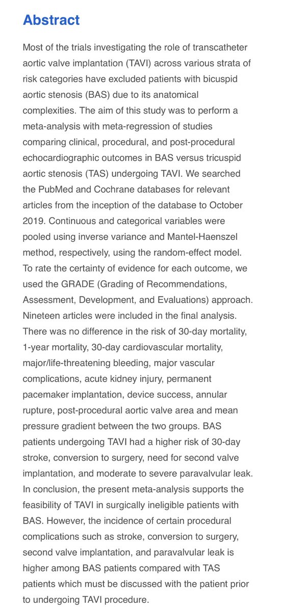 MonilMajmundar's tweet photo. @devina_adalja @DrShariff_M #tavr #aorticvalve #bicuspid #tricuspid #stenosis #metaanalysis #cardiotwitter #MedTwitter https://t.co/pgo1hyrCW4