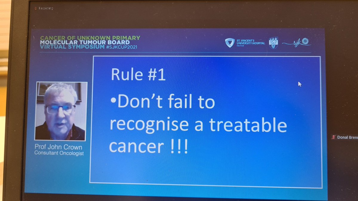 kerrygowest's tweet photo. .@ProfJohnCrown speaking before the molecular tumour board begins at the Cancer of Unknown Primary (CUP) #Virtualsymposium
@SJK_Foundation
@svuh 
@edsvuh https://t.co/D2WxoTibP7