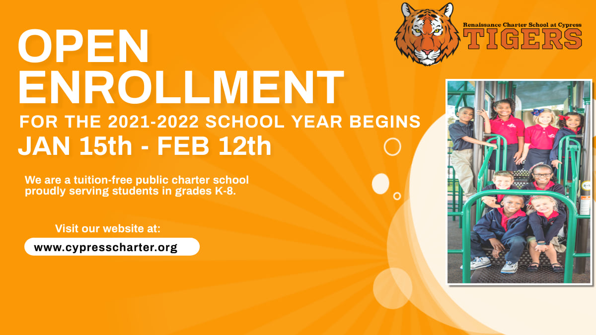 We are now accepting applications for the 2021-2022 school year. Come join our family! To learn more visit us at cypresscharter.org. #TigerGreat #CSUSAProud