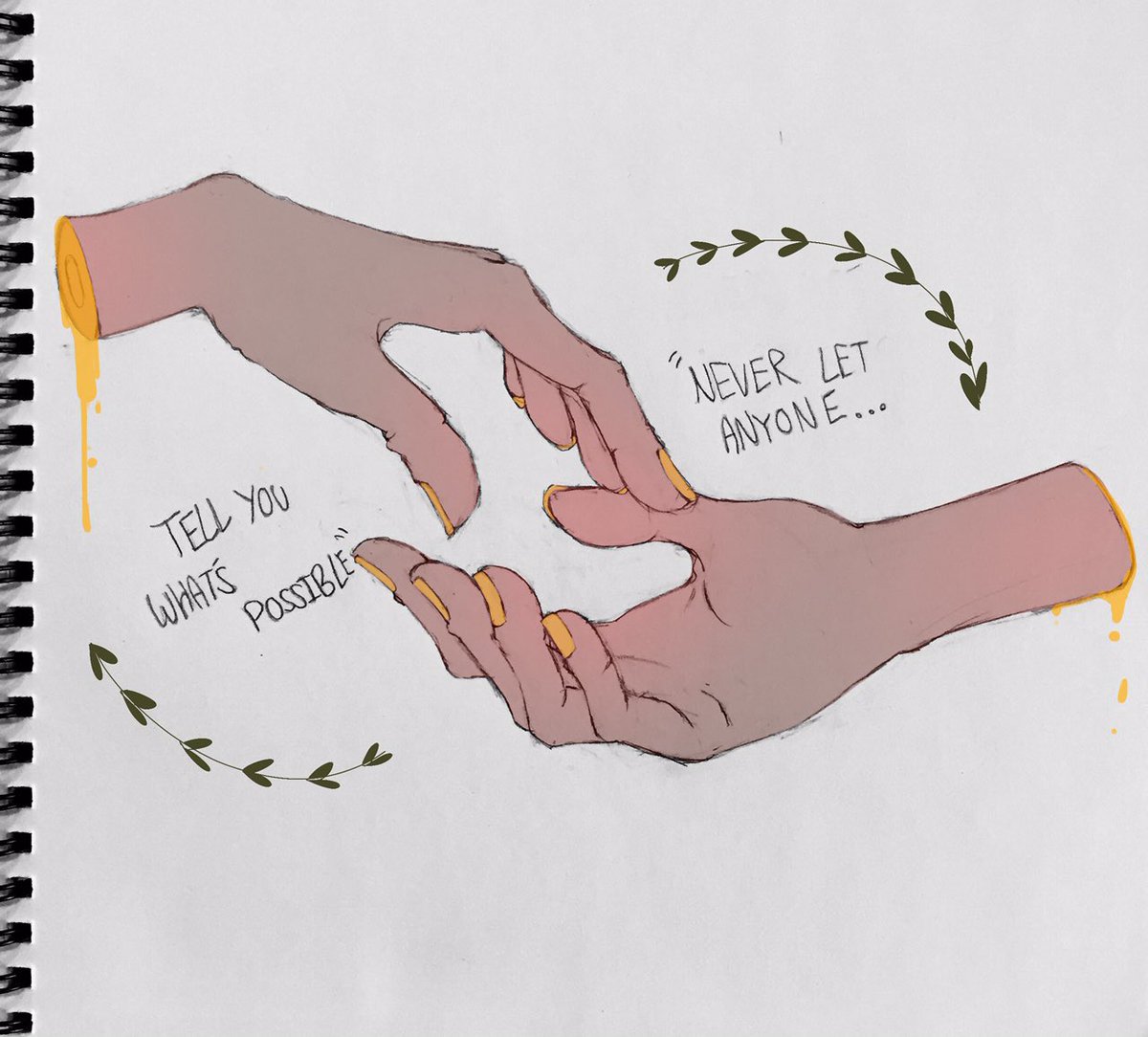 dcs_visual_art's tweet photo. DHS Foundations of Arts Students explored how we communicate with our hands for Visual Journal #6! #visualjournal #art #foundationsofart #artteacher #highschool #dreadstrong https://t.co/hhB8hihFGW