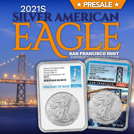 ICYMI: We still have a number of options available for the 2021(S) Struck at San Francisco 'Emergency Production' Silver Eagles! Shop the link now if you have yet to secure one for your collection! bit.ly/3s4kcmI #EmergencyProduction #SilverEagles #SanFrancisco #Presale