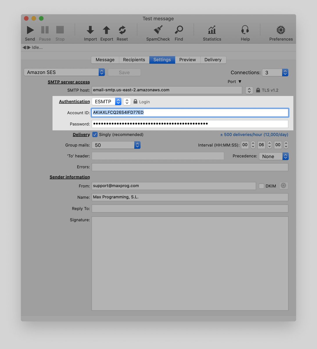 maxprog's tweet image. I set up my bulk email message but authentication fails.

The authentication depends on the server you are connecting to with MaxBulk Mailer but usually, you have to select ESMTP with the &apos;Login&apos; scheme.

bit.ly/2XG8UXD

#emailmarketing #bulkemailsoftware #bulkemail