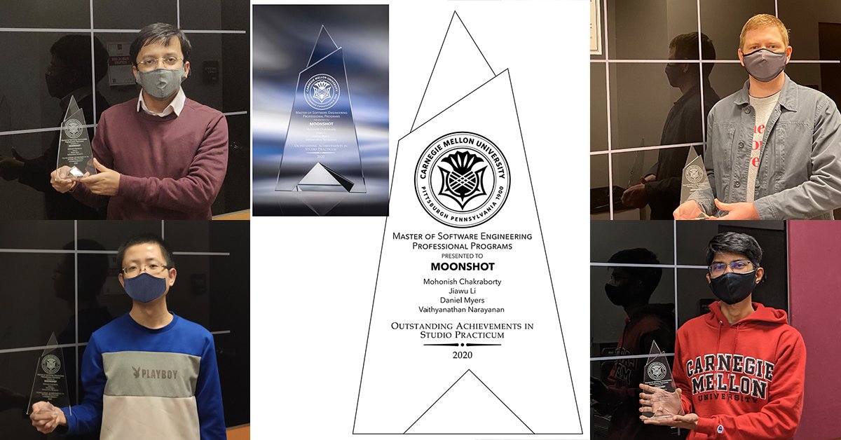 MSE_CMU's tweet photo. Congratulations to Mohonish Chakraborty, Jiawu Li, Dan Myers, and Vaithy Narayanan for receiving the Software Engineering Project Excellence Award! 

#softwareengineering #kudos #dreamBIGGER 

https://t.co/Fj8eQr3AnH https://t.co/4VG64WpeHC