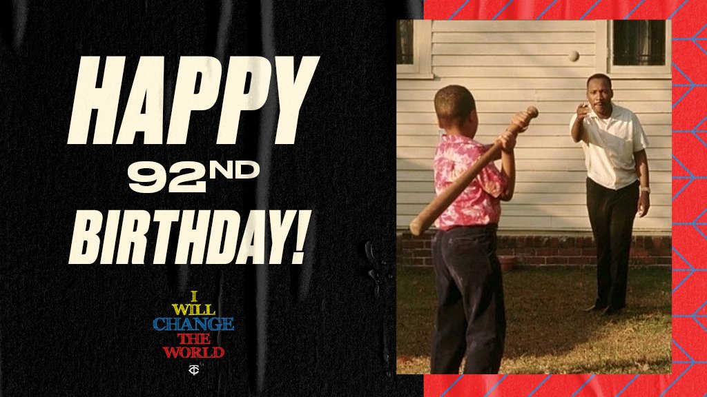 Twins's tweet photo. Today would have been Dr. Martin Luther King Jr.’s 92nd birthday.
Happy Birthday to a hero. https://t.co/nqYO5NvYW2