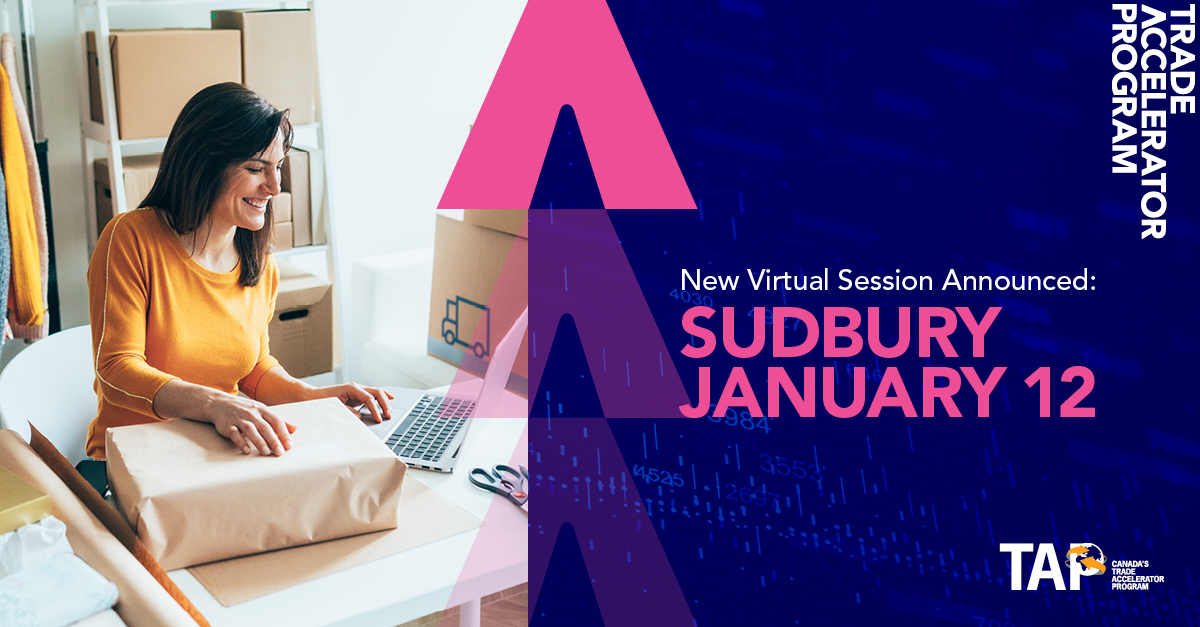 WTC_TO's tweet photo. Calling all Entrepreneurs in Sudbury: The Trade Accelerator Program (TAP) is delivering a virtual session, commencing Feb. 10 to help your business expand to international markets. Register today: https://t.co/PH5Lw6WLNv 

#TAPCanada
#AccelerateYourGrowth https://t.co/vJGfi73FEn