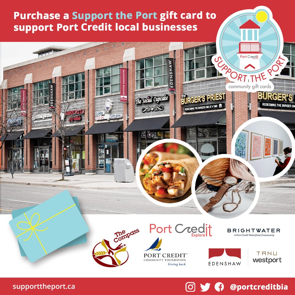 Portcreditbia's tweet photo. #SUPPORTTHEPORT
Using Support the Port giftcards is one of many ways we can support our local Port Credit businesses. For a complete list of participating business and to purchase your own gift cards go to https://t.co/yjXNeWbpTY.
#ShopLocalPortCredit #SupportLocalPortCredit https://t.co/dJ9VUPdRBw