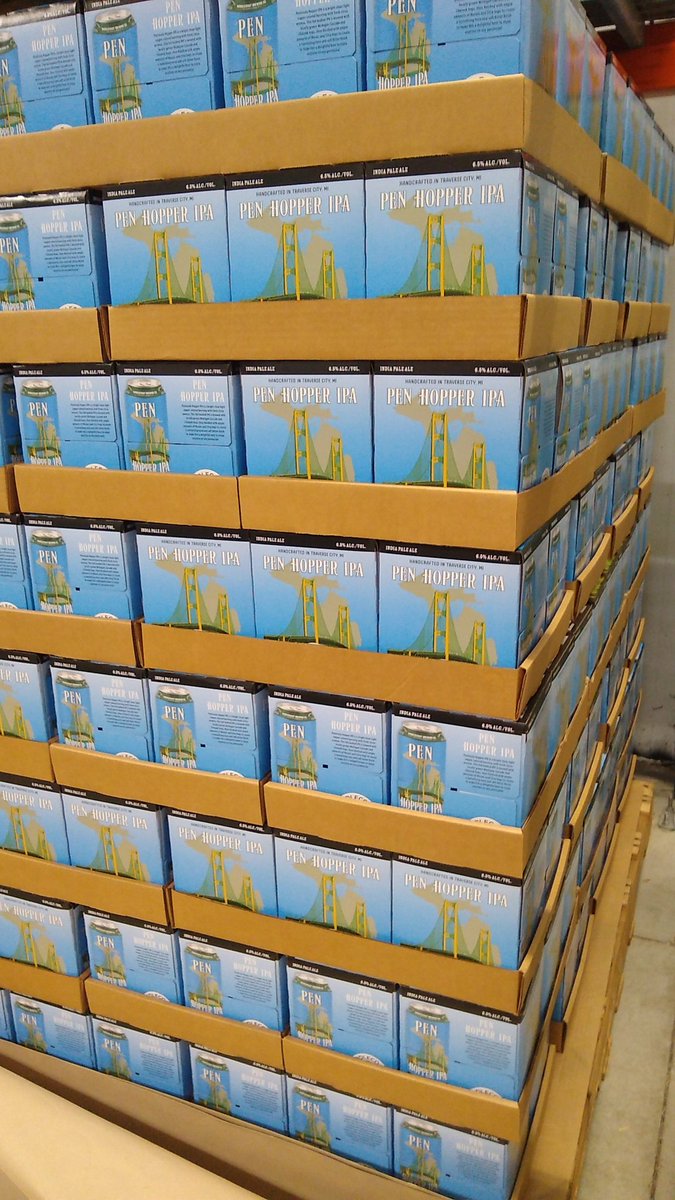 MiddleCoastBrew's tweet photo. A pallet of Pen Hopper IPA ready to go out the door! https://t.co/9vci7cXns1