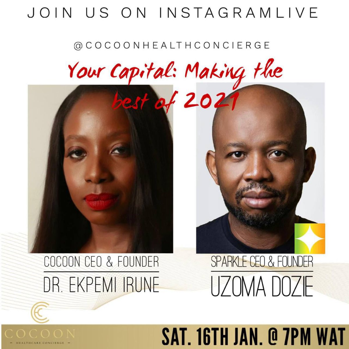 Techturks_'s tweet photo. Our founder, @Uzoma_Sparkle will be joining Dr. Ekpemi Irune of @cocoonhealthconcierge tomorrow, by 7pm.
They will be discussing the topic ”Making the best of your 2021”. Join in to learn a thing or two.
#justblackdiamond #techturks #sparkle #tech #technigeria https://t.co/QcoW3fPwjj
