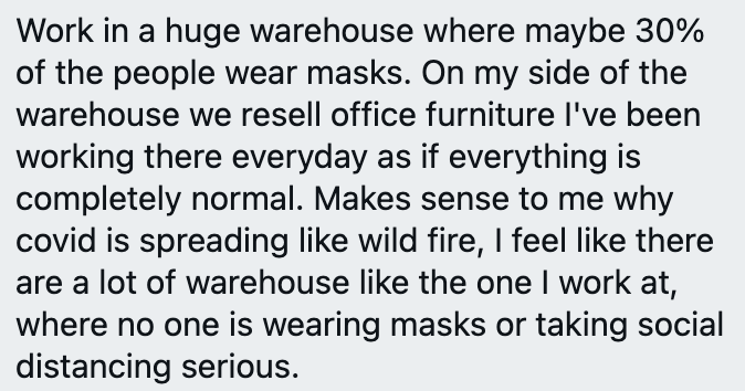 Used office furniture retail during a stay at home "order" sure sounds like an essential service to me