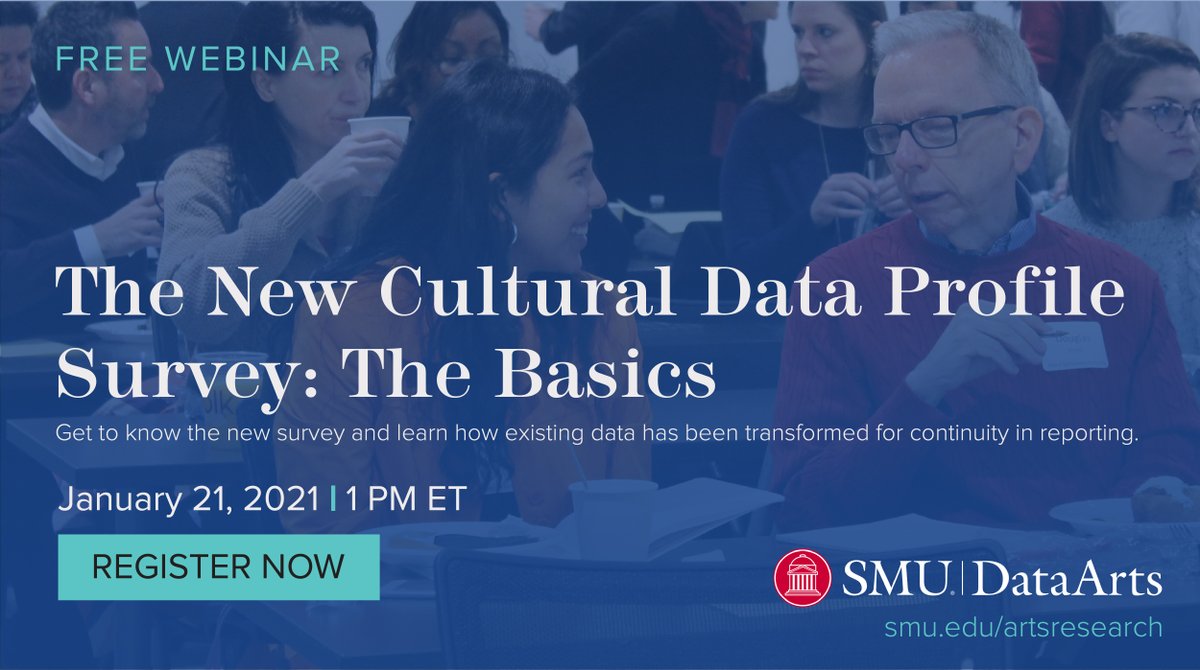 SMUDataArts's tweet image. Get all the info you need about the new Cultural Data Profile and start running analytic reports, measure KIPIs, and build effective strategies for your nonprofit arts organization. 

Register for our free webinar: bit.ly/3sqDItL