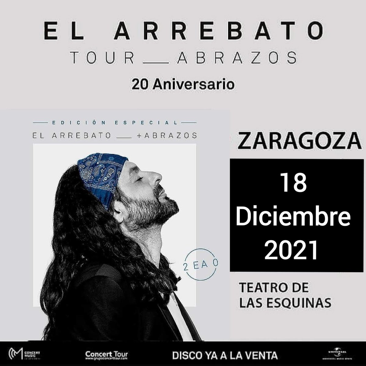 TourCualquiera's tweet photo. EL ARREBATO @arrebatoficial estará en Zaragoza @TeatroEsquinas con su Gira "+Abrazos" el 18 de Diciembre de 2021

Entradas a la venta https://t.co/uUNjvsDtcv https://t.co/osmF9yWp3S
