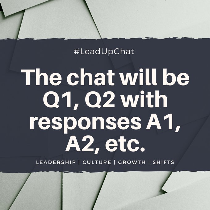 Our chat is Q1/A1 traditional format. Remember to end each response with #leadupchat!  

Q1 coming up SOON!