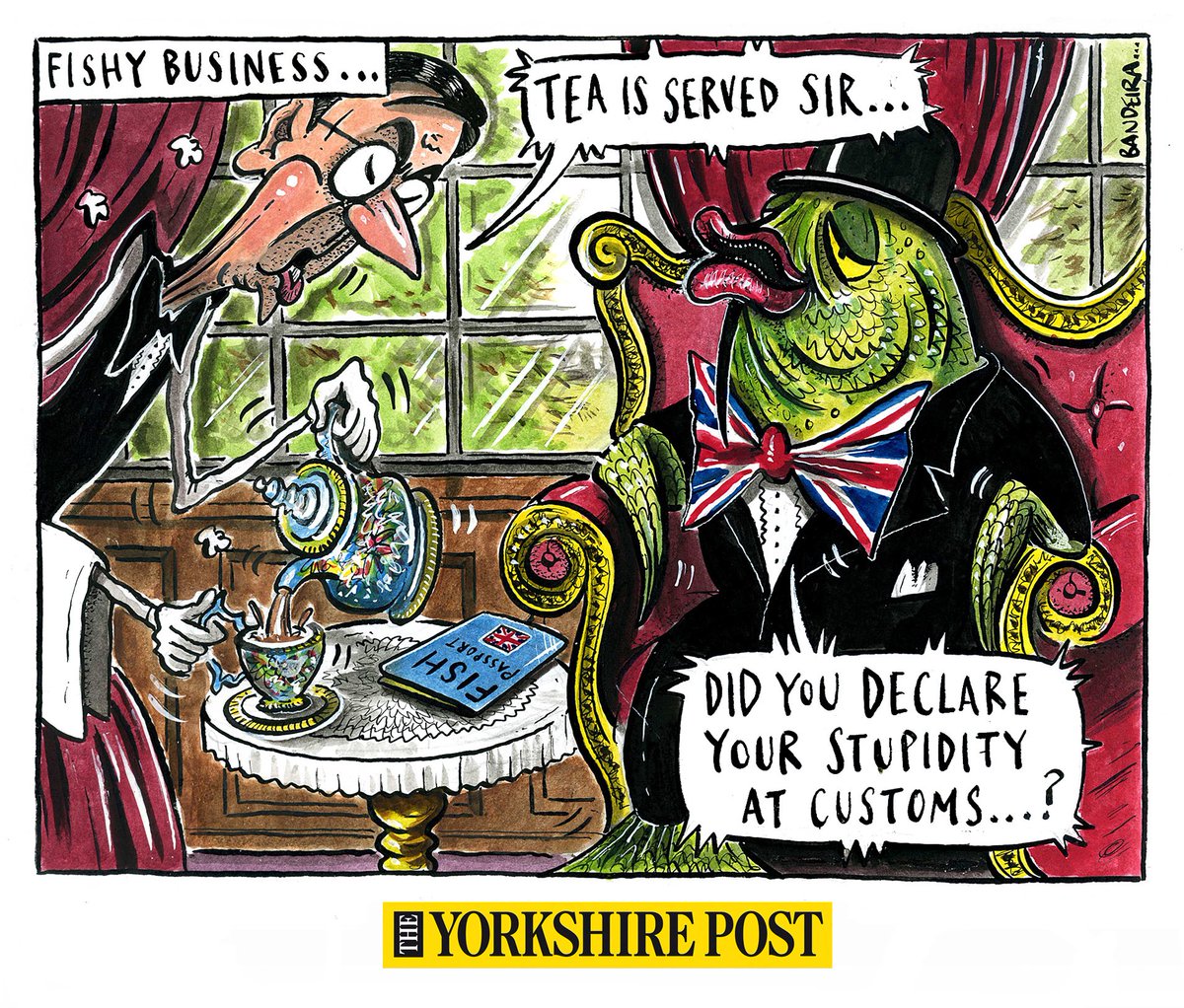 Graeme Bandeira ON #ReesMogg #UKFish #FishingQuotas – political cartoon gallery in London original-political-cartoon.com