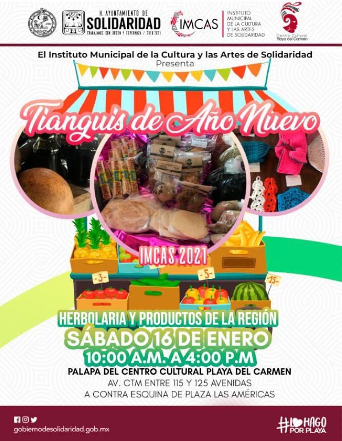 Mañana Tianguis de Año Nuevo de 10 am a 4 pm  en <a href="/CulturaSolidari/">Instituto Municipal de la Cultura y las Artes</a> #PlayaDelCarmen