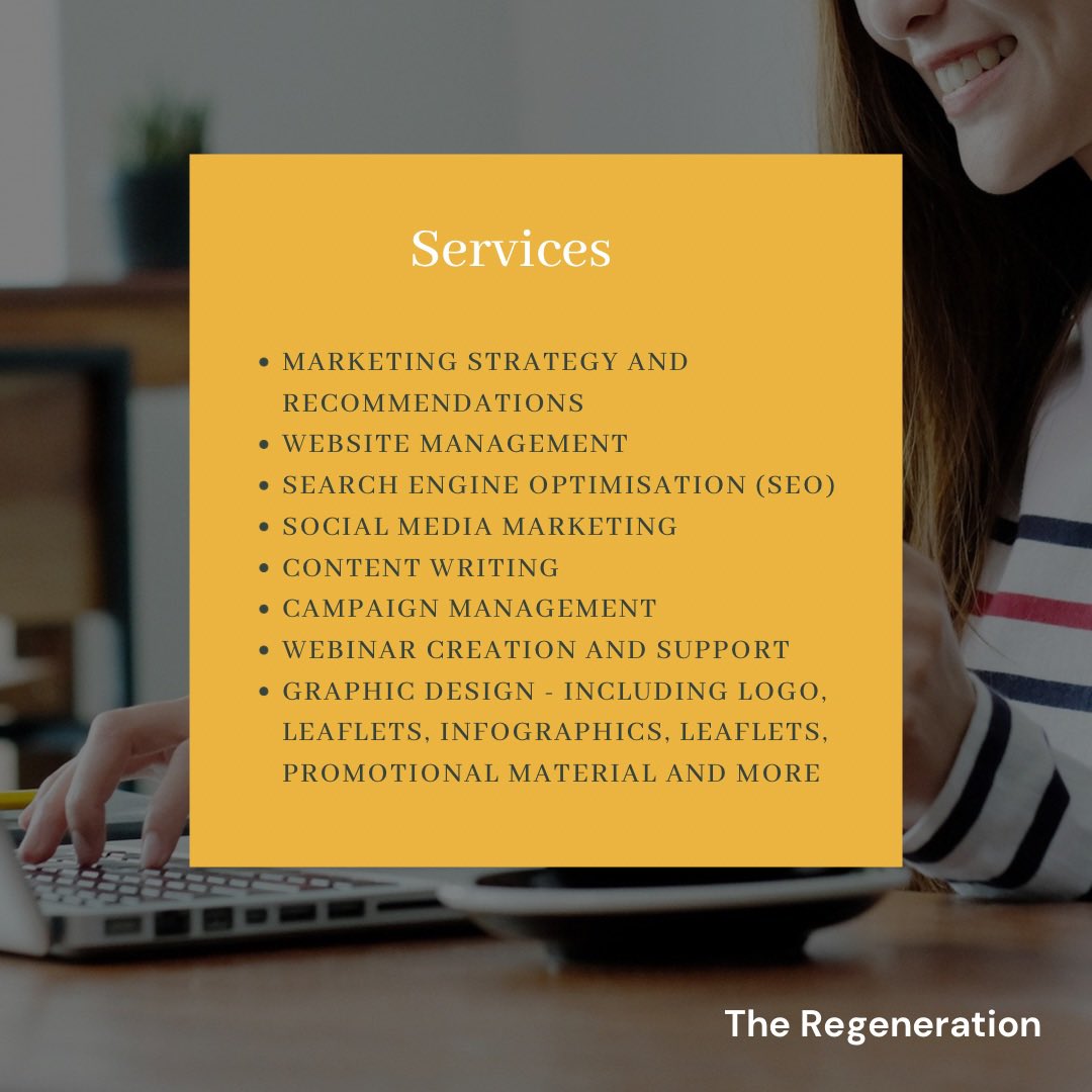 Re__Generation's tweet image. We have launched The Regeneration Marketing Services for Small Businesses. Get in touch for more information! 🙌🏼