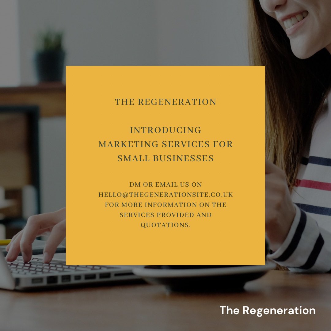 Re__Generation's tweet image. We have launched The Regeneration Marketing Services for Small Businesses. Get in touch for more information! 🙌🏼
