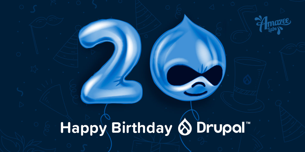 #HappyBirthdayDrupal 🍰 🥳 from all of us at Amazee Labs! Celebrating 20 years of <a href="/Drupal/">Drupal</a> awesomeness and proudly part of their #OpenSource journey for more than half of it! #CelebrateDrupal