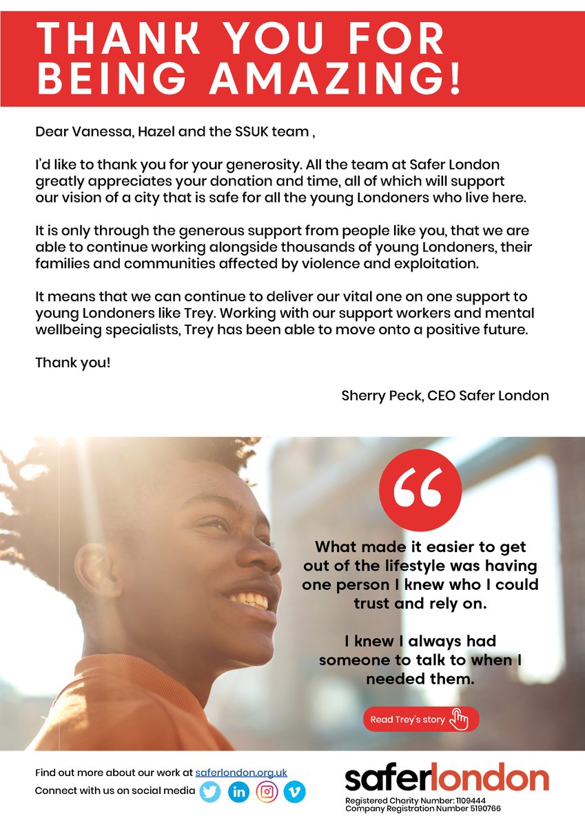 Sol_SoundsUK's tweet photo. We received this lovely message from the team at @saferldn for our fundraising via our Change The Record event in October. If you want to follow more of their work or donate please head to https://t.co/id6cIHSrcH https://t.co/PxtIyZPjdZ