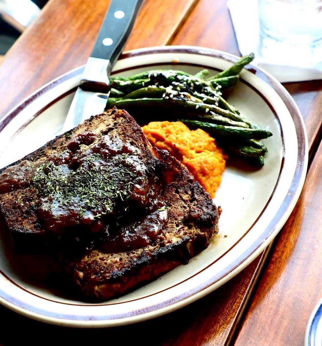 Chef Jason has taken meatloaf to a whole other delicious level with our pancetta crusted Wild Boar &amp; Bison Meatloaf served with Szechuan green beans and a sweet potato mash.